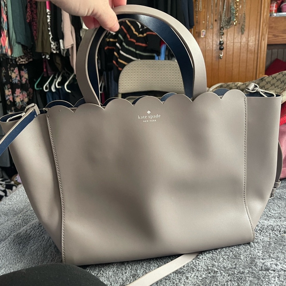 Kate Spade Gray Scalloped Tote Bag